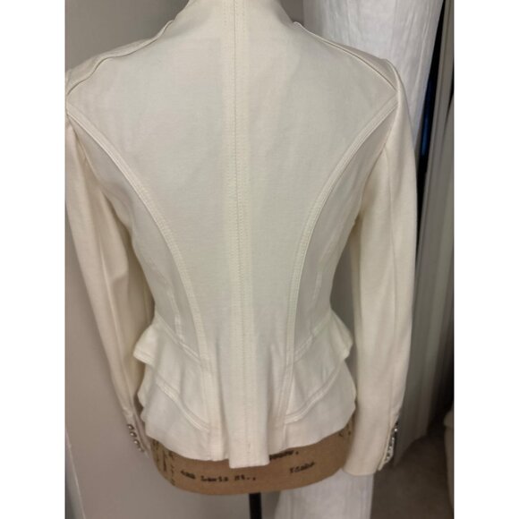 White House Black Market Ivory Blazer Silver Stud Accents 4 Padded Shoulders - Picture 9 of 16